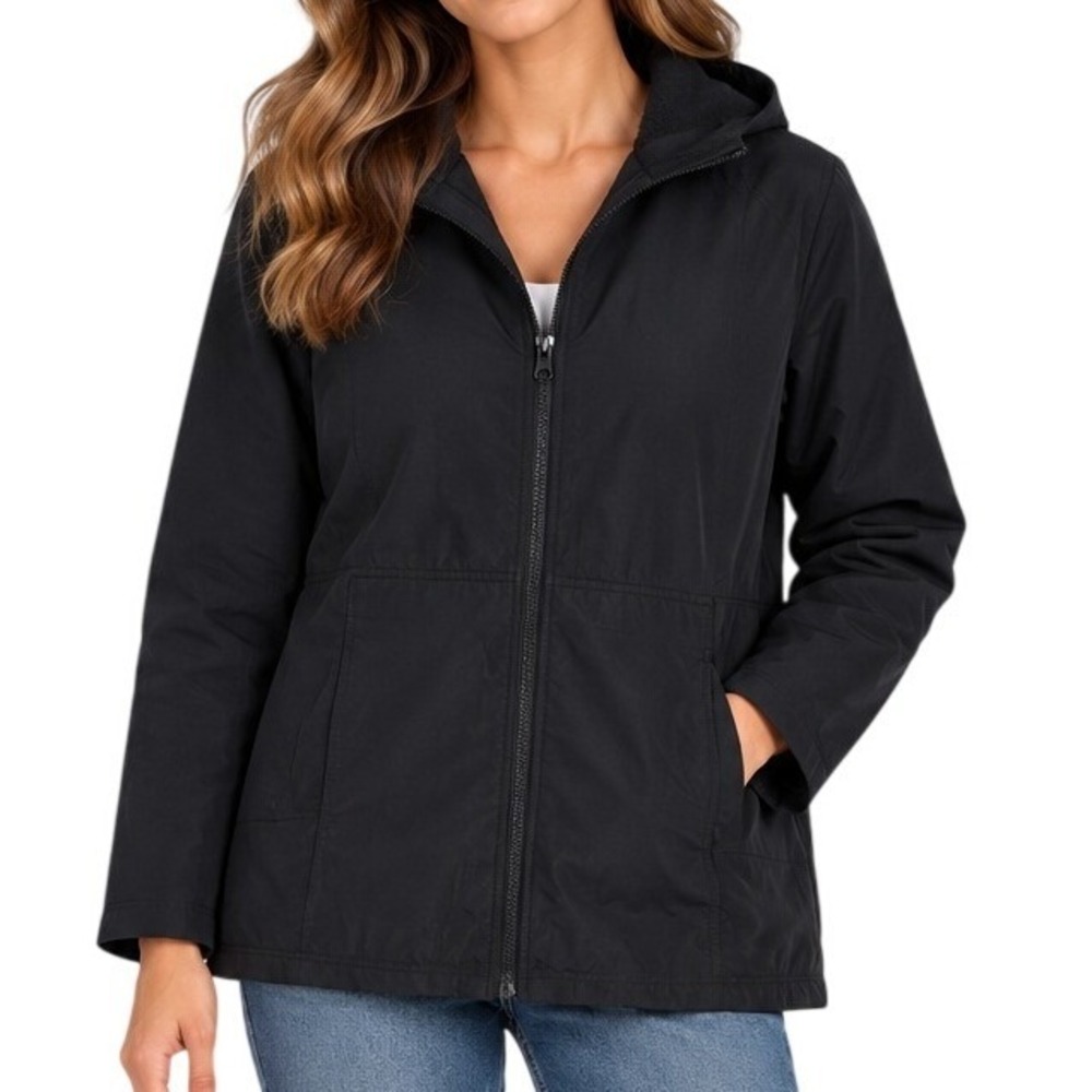 Eileen Fisher Black Hooded Fleece Lined Jacket Women's XL